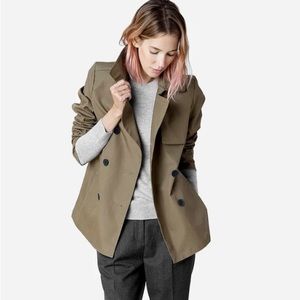 Everlane Swing Trench Coat Jacket Size Small Button Front Sage